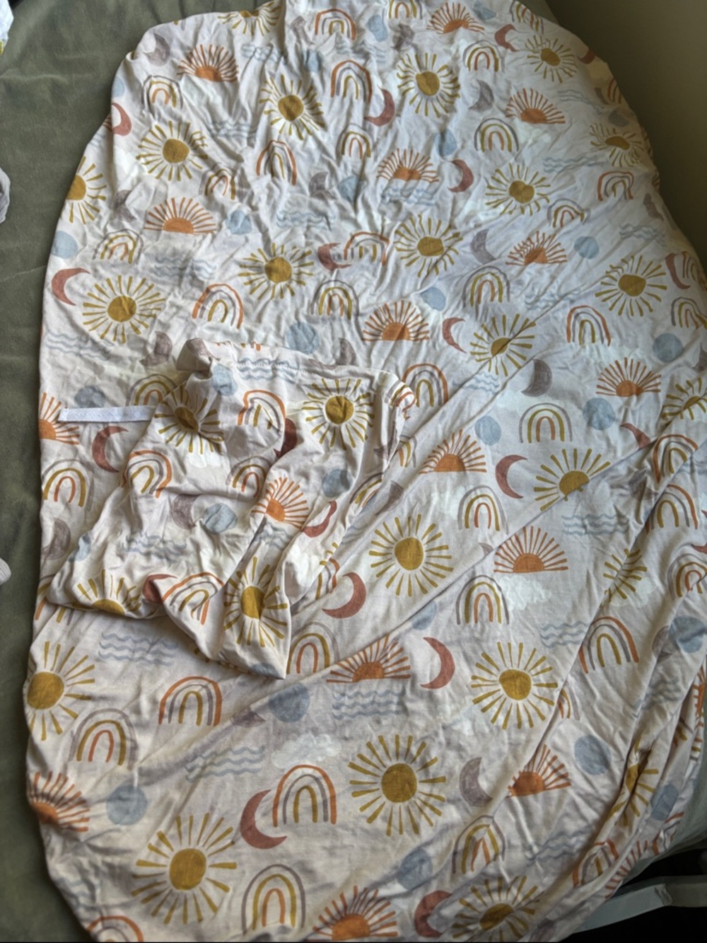 Little Sleepies Sun & Rainbow Crib Sheet in Mustard, Terracotta, Light Blue